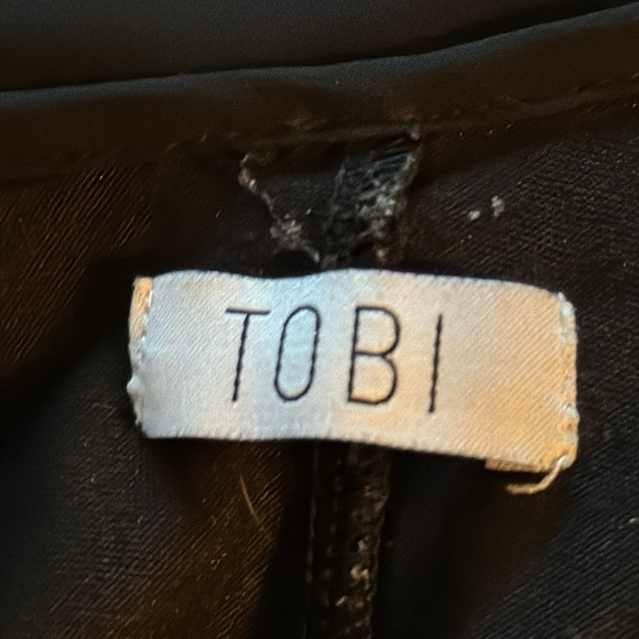 TOBI black chiffon off the shoulder criss cross back bell sleeves Sz S - Picture 5 of 6